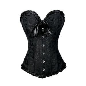 Lace Up Corset Boning Sweatheart Neckline Satin Finish Black Size S